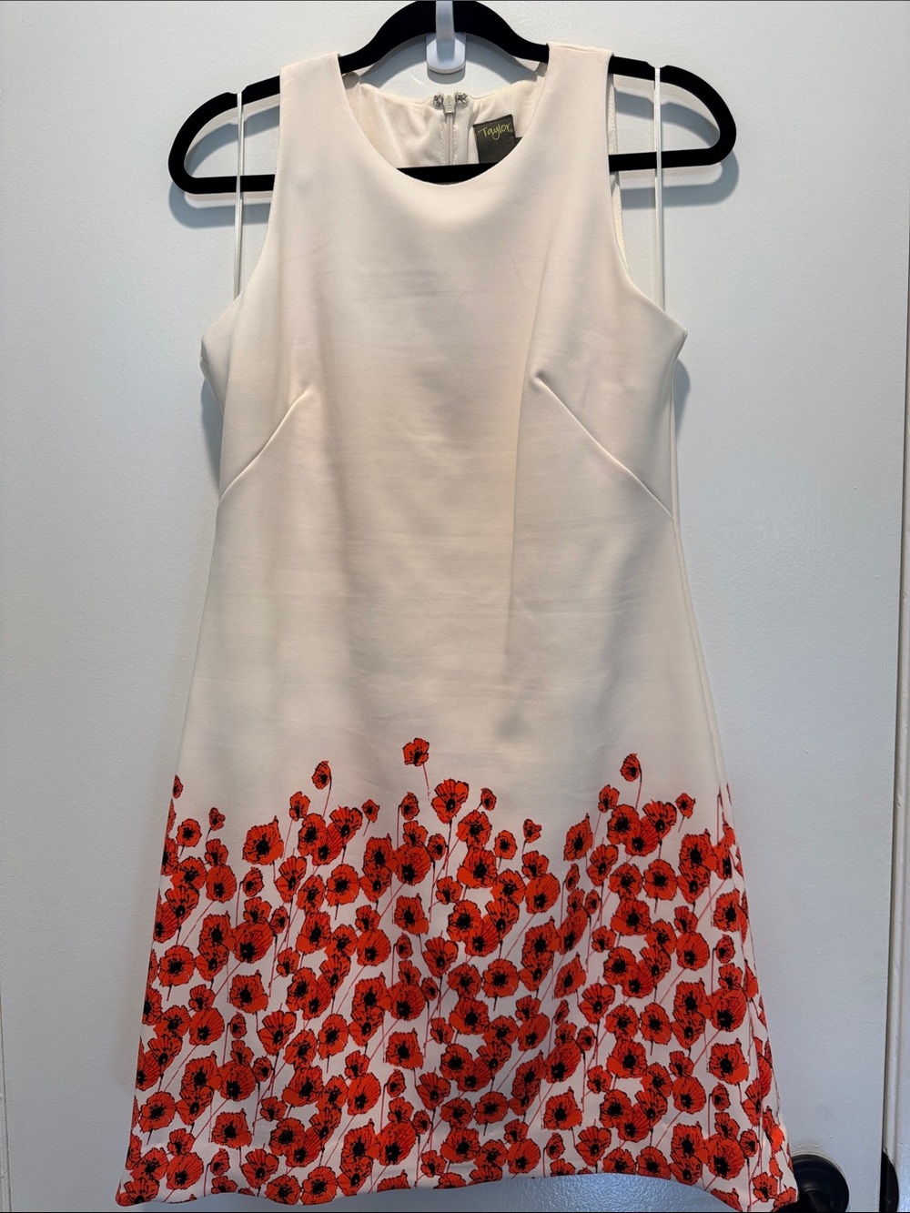 Taylor Cream Mini Dress with Red Poppy Border